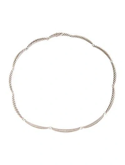 Pre-owned David Yurman Diamond Tides Cable Collar Necklace, 17.5" In Multi