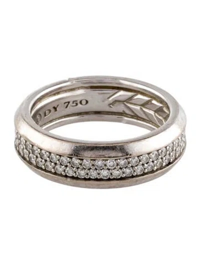 Pre-owned David Yurman Diamond Two-row Wedding Band In Multi