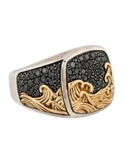 Pre-owned David Yurman Diamond Waves Signet Ring In Multi