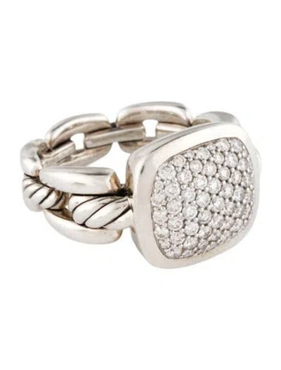 Pre-owned David Yurman Diamond Wellesley Link Ring In Multi