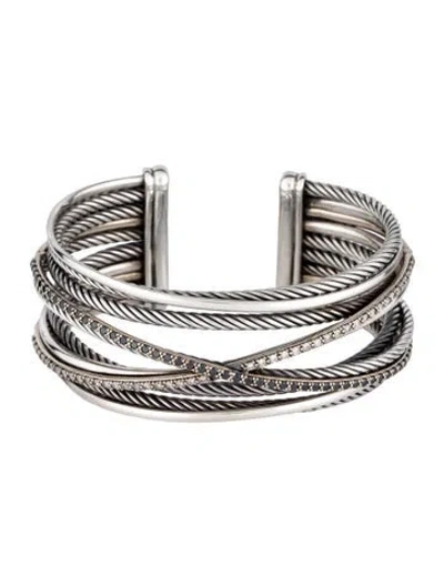 Pre-owned David Yurman Diamond Wide Crossover Multirow Cuff, 6" In Multicolor