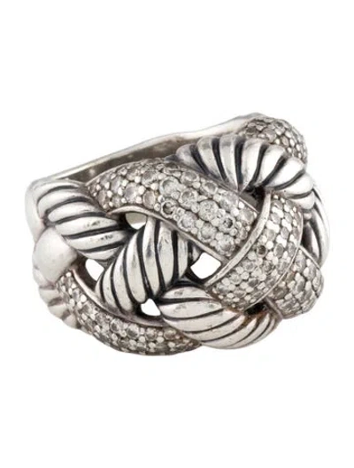 Pre-owned David Yurman Diamond Wide Woven Cable Ring In Multi