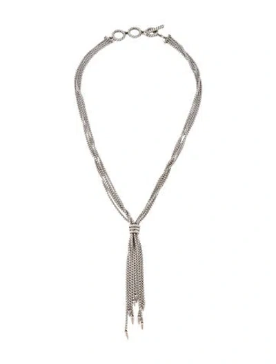 Pre-owned David Yurman Diamond Willow Drop Necklace, 18.5" In Multi