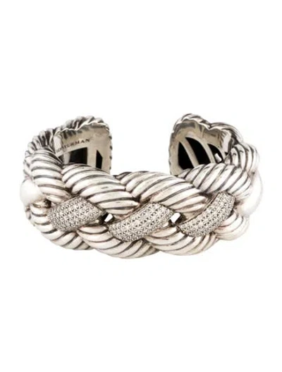 Pre-owned David Yurman Diamond Woven Cable Wide Cuff, 6" In Multi