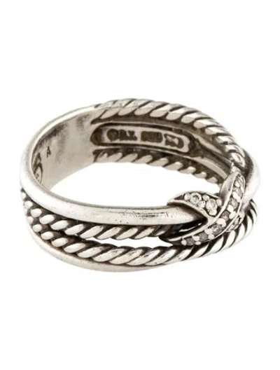 Pre-owned David Yurman Diamond X Crossover Band In Multi