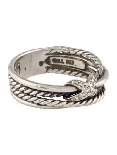 Pre-owned David Yurman Diamond X Crossover Band In Multi