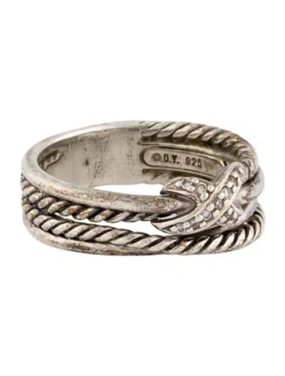 Pre-owned David Yurman Diamond X Crossover Band Ring In Multi