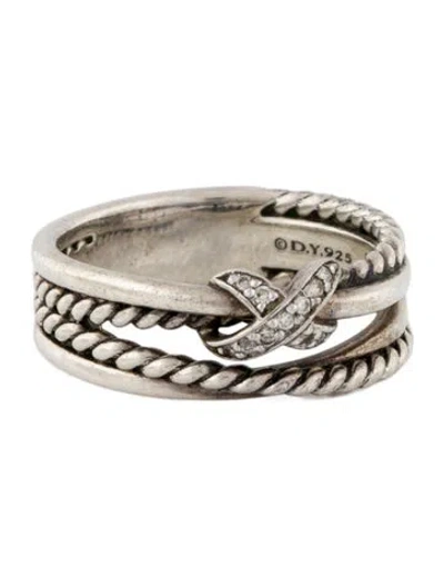 Pre-owned David Yurman Diamond X Crossover Band Ring In Multi