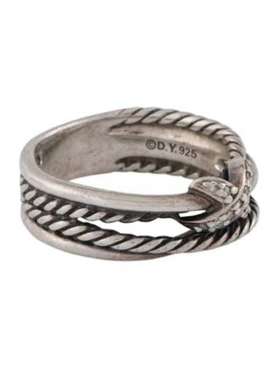 Pre-owned David Yurman Diamond X Crossover Band Ring In Multi
