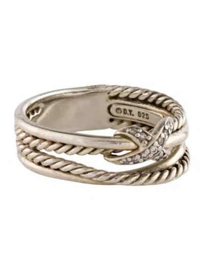 Pre-owned David Yurman Diamond X Crossover Band Ring In Multi