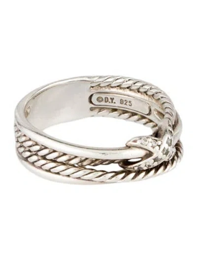 Pre-owned David Yurman Diamond X Crossover Band Ring In Multi
