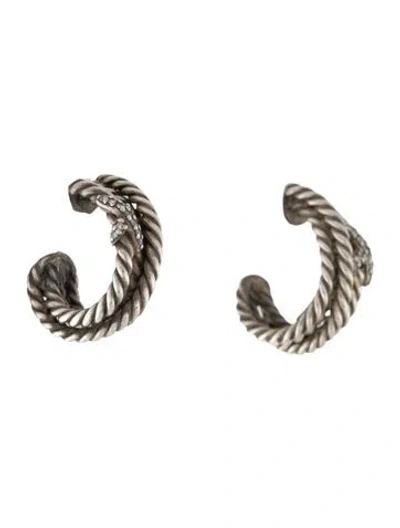 Pre-owned David Yurman Diamond X Crossover Hoops In Multi