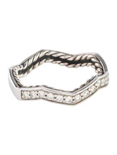 Pre-owned David Yurman Diamond Zig Zag Stax Ring In Multi