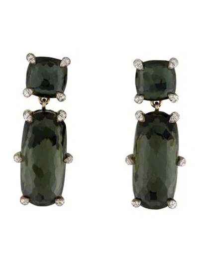 Pre-owned David Yurman Diamond,citrine & Hematine Chatelaine® Double Drop Earrings In Multi