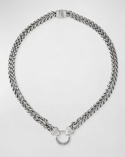 David Yurman Double Wheat Chain Necklace With Diamonds In Metallic