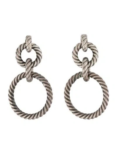 Pre-owned David Yurman Drop Circle Cable Earrings In Multicolor