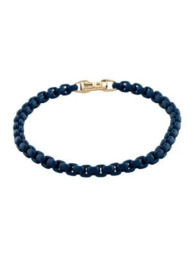 Pre-owned David Yurman Dy Bel Aire Color Box Chain Bracelet, 6.25" In Blue