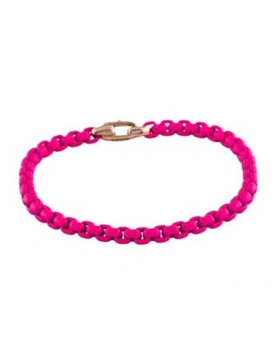 Pre-owned David Yurman Dy Bel Aire Color Box Chain Bracelet, 6.25" In Pink