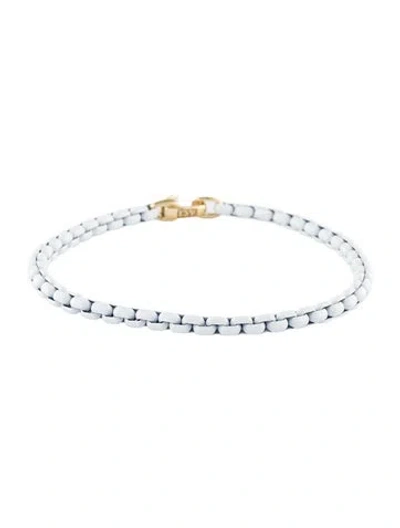 Pre-owned David Yurman Dy Bel Aire Color Box Chain Bracelet, 7" In White