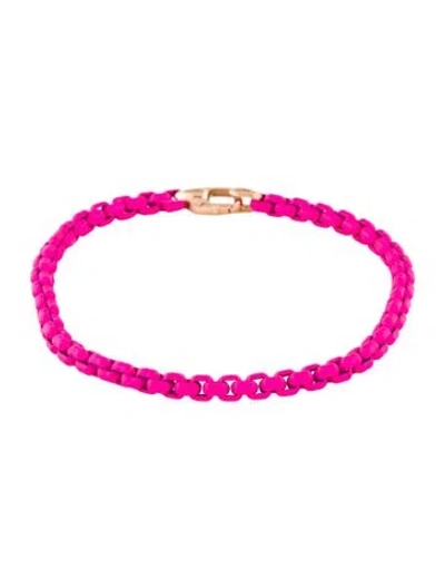 Pre-owned David Yurman Dy Bel Aire Color Box Chain Bracelet, 7.25" In Pink