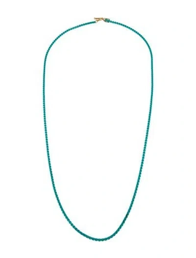 Pre-owned David Yurman Dy Bel Aire Color Box Chain Necklace, 27" In Blue