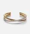 David Yurman Dy Crossover 18kt Gold Bracelet With Diamonds In Gold