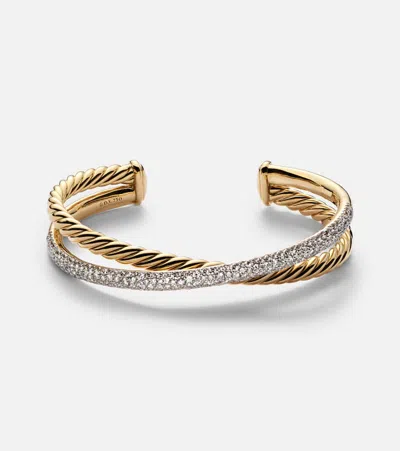 David Yurman Dy Crossover 18kt Gold Bracelet With Diamonds