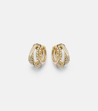 David Yurman Dy Crossover 18kt Gold Hoop Earrings With Diamonds