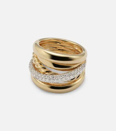 David Yurman Dy Crossover 18kt Gold Ring With Diamonds