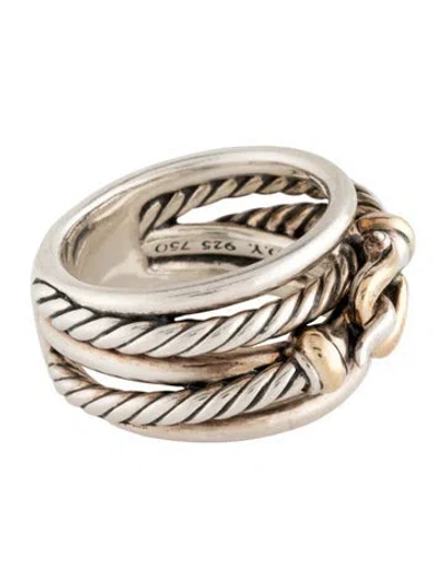 Pre-owned David Yurman Dy Crossover Buckle Ring In Multicolor