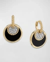 DAVID YURMAN DY ELEMENTS CONVERTIBLE DROP EARRINGS IN 18K YELLOW GOLD WITH BLACK ONYX AND MOTHER-OF-PEARL AND PAV