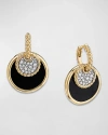 David Yurman Dy Elements Convertible Drop Earrings In 18k Yellow Gold With Black Onyx And Mother-of-pearl And Pav In 40 White