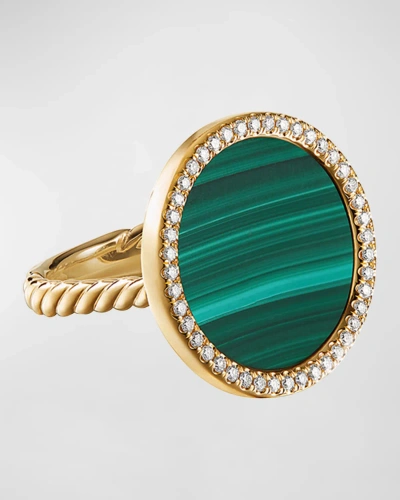 David Yurman Dy Elements Ring With Gemstone And Diamonds In 18k Gold, 18mm In 20 Green