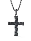 David Yurman Cross Black-diamonds Amulet In Black