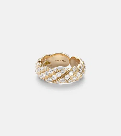 David Yurman Dy Madison 18kt Gold Ring With Diamonds In Burgundy
