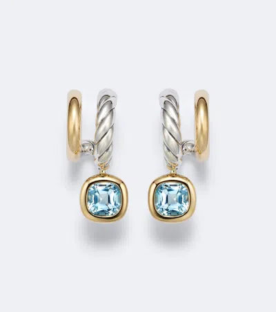 David Yurman Dy Mercer 18kt Gold And Sterling Silver Earrings With Topaz