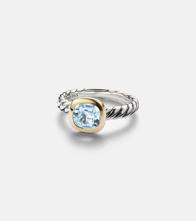 David Yurman Dy Mercer Sterling Silver And 18kt Gold Ring With Topaz In Metallic