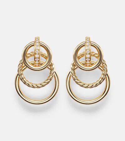 David Yurman Dy Mercer Triple 18kt Gold Earrings With Diamonds