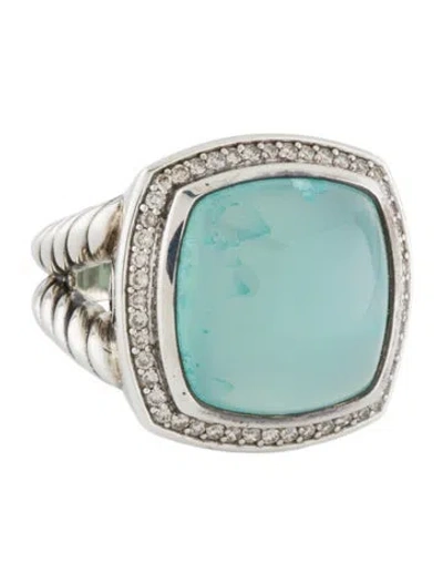 Pre-owned David Yurman Dyed Chalcedony & Diamond Albion Cocktail Ring In Multi