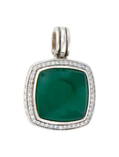 Pre-owned David Yurman Dyed Chalcedony & Diamond Albion Enhancer Pendant In Multi