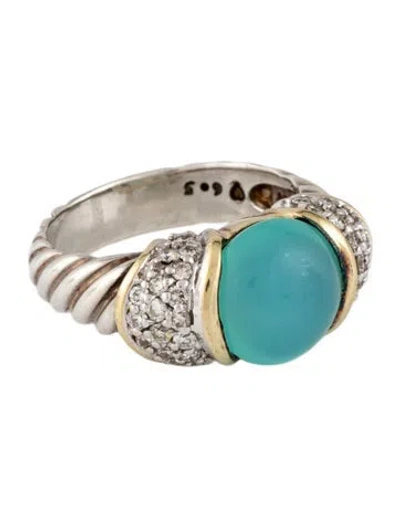 Pre-owned David Yurman Dyed Chalcedony & Diamond Capri Cocktail Ring In Multicolor