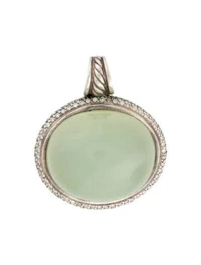Pre-owned David Yurman Dyed Chalcedony & Diamond Dy Signature Oval Enhancer Pendant, 1.25" In Multi