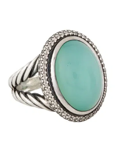Pre-owned David Yurman Dyed Chalcedony & Diamond Dy Signature Ring In Multi