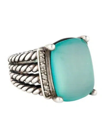 Pre-owned David Yurman Dyed Chalcedony & Diamond Wheaton Ring In Multi