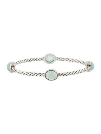 Pre-owned David Yurman Dyed Chalcedony Color Classic Four-station Bangle, 7.5" In Multi