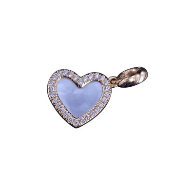 Pre-owned David Yurman Elements Heart Pendant 18k Yg With Mother Of Pearl And Diamonds In Multi
