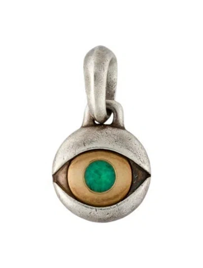 Pre-owned David Yurman Emerald Evil Eye Pendant In Multi