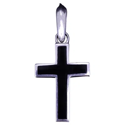 Pre-owned David Yurman Exotic Stone Cross Sterling Silver With Black Onyx Pendant