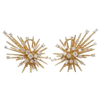 Pre-owned David Yurman Extra Large 18k Yellow Gold Diamond Earrings