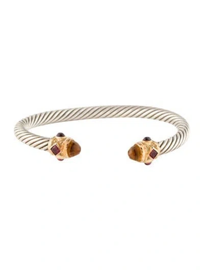 Pre-owned David Yurman Garnet & Citrine Renaissance Cuff, 6.25" In Multi